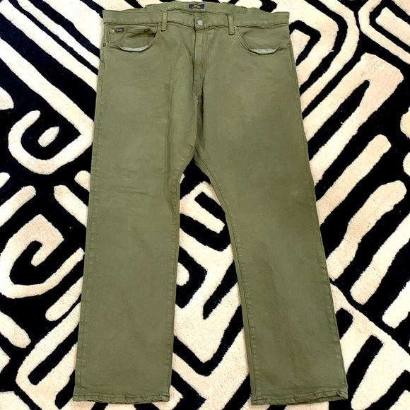 Men’s POLO RALPH LAUREN jeans olive green The Varick Slim Straight 40x30 - Picture 3 of 5